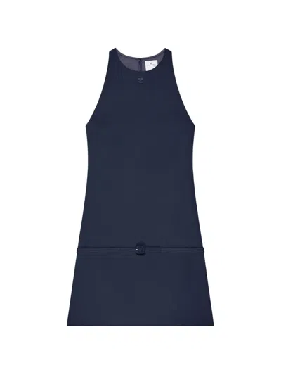 Courrèges Halter Neck Mini Length Dress With Side Pockets In Black