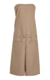 Courrèges Belted Cotton Canvas Jumpsuit In Neutral