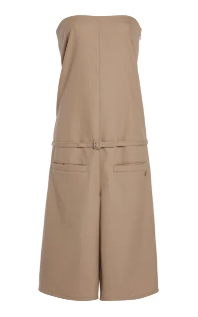 Courrèges Belted Cotton Canvas Jumpsuit In Neutral