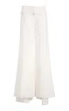 Courrèges Belted Cotton Canvas Palazzo Pants In White