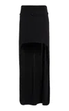Courrèges Belted Crepe High-low Skirt In Black