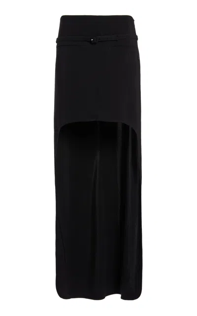 Courrèges Belted Crepe High-low Skirt In Black
