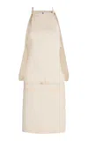 Courrèges Belted Cutout Crepe Mini Dress In Neutral