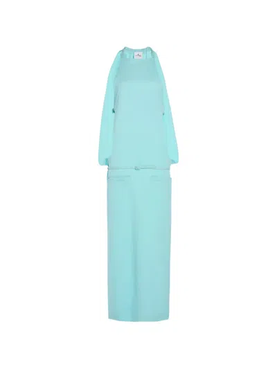 Courrèges Belted Cut-out Maxi Dress In Blue