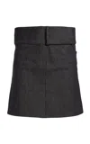 Courrèges Belted Denim Mini Skirt In Dark Grey