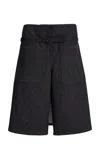 Courrèges Belted Denim Shorts In Blue