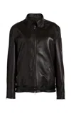 Courrèges Belted Leather Jacket In Black