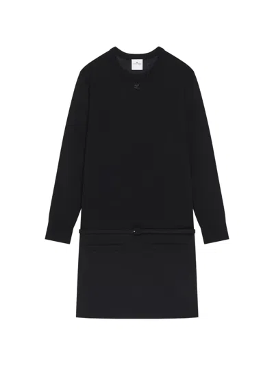Courrèges Belted Mini Dress In Black