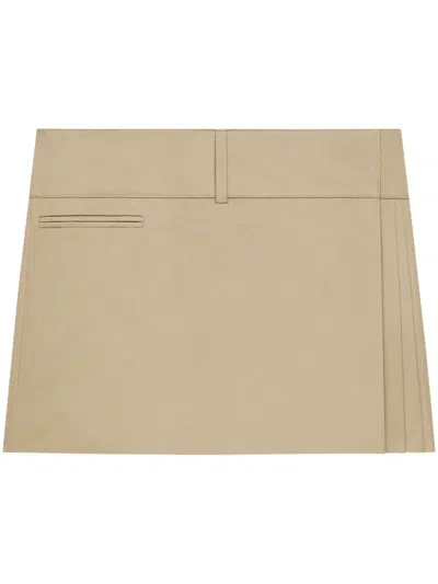 Courrèges Belted Pleated Mini Skirt In Beige