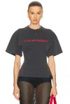 Courrèges Courreges Women Courreges Belted Printed Stone T-shirt In Stonewash Grey & Ruby