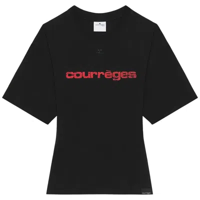 Courrèges Belted Printed T-shirt In Black