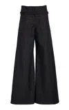 Courrèges Belted Rigid High-rise Palazzo Jeans In Blue