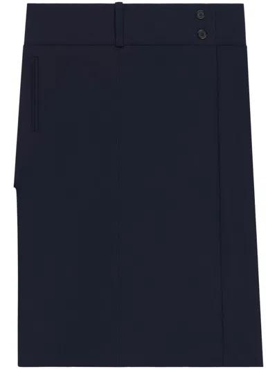 Courrèges Belted Slit Skirt In Blue