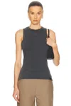 Courrèges Belted Stonewashed Tank Top In Stonewashed Grey