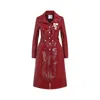 Courrèges Belted Tailored Coat With Glossy Finish In Red