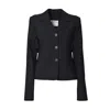 Courrèges Belted Tailored Jacket In Black Wool Blend In Black