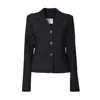 Courrèges Belted Tailored Jacket In Black Wool Blend In Black