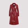 Courrèges Belted Tailored Coat With Glossy Finish In Red