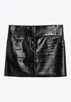 Courrèges Black Belted Vinyl Mini Skirt