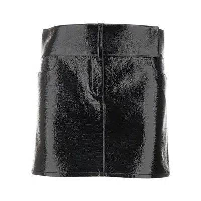 Courrèges Belted Vinyl Mini Skirt In Black
