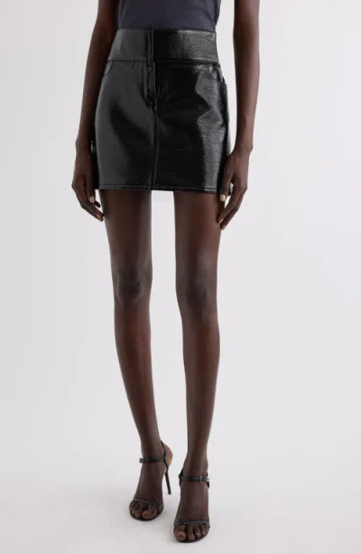 Courrèges Belted Vinyl Miniskirt In Black