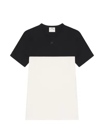 Courrèges Bicolour Logo-patch T-shirt In Multi