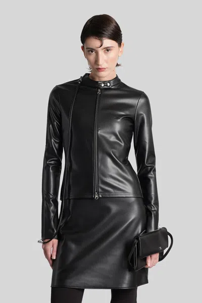 Courrèges Biker Jacket In Black Polyuretan