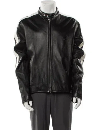 Pre-owned Courrèges Biker Leather Moto Jacket In Black
