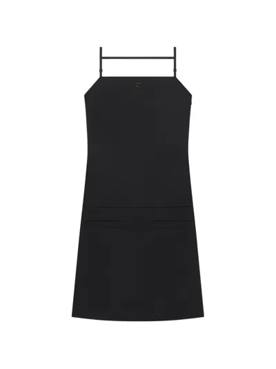 Courrèges Bi-material Mini Dress In Black