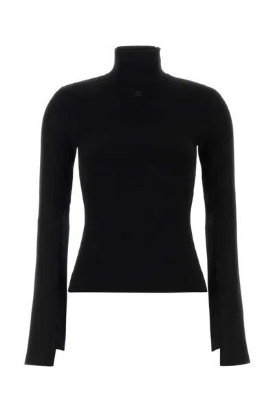 Courrèges Courreges Sleek Viscose-blend Sweater For Women In Black