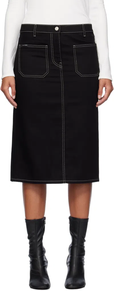 Courrèges Denim Midi Skirt In Black