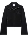Courrèges Topstitched Denim Biker Jacket In Black