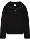 Courrèges Crewneck Wool Sweater V-neck In Black