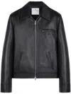 Courrèges Leather Shirt Jacket In Black