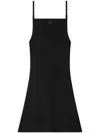 Courrèges Abito Corto In Viscosa A Coste Con Ricamo Logo In Black