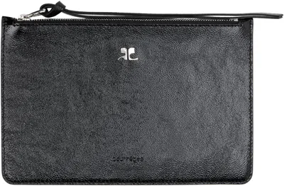 Courrèges Black Ac Napalack Leather Pouch In 9999 Black