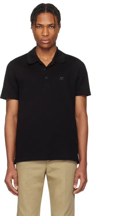 Courrèges Black 'ac' Piqué Polo In 1999