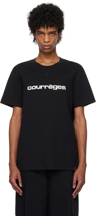 Courrèges Black Ac Printed T-shirt In 9901