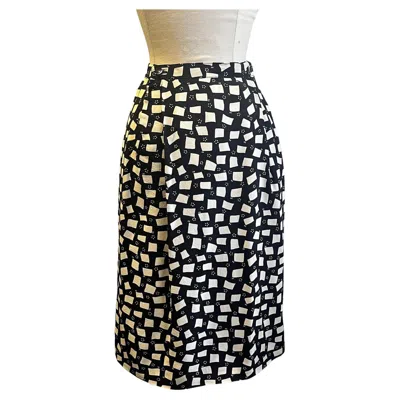 Pre-owned Courrèges Black And Ivory White Silk Skirt, Circa 1970s