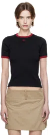 Courrèges Contrast T Shirt In B087 Black / Ruby