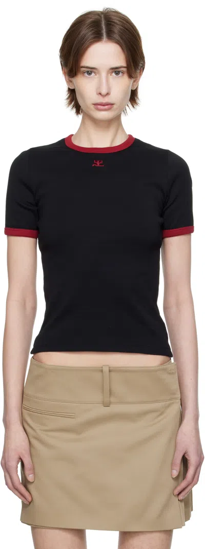 COURRÈGES BLACK & RED HERITAGE T-SHIRT