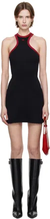 Courrèges Scuba Mini Dress With Logo Patch In B087 Black / Ruby