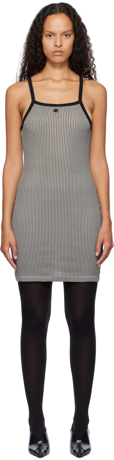 Courrèges Houndstooth-pattern Straight Hem Mini Dress In Gray