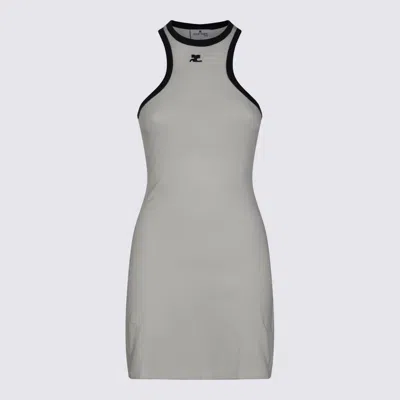Courrèges Black And White Cotton Dress In Gray