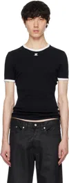 Courrèges Black & White Signature Contrast T-shirt In 9901