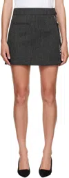 Courrèges Black & White Zipped Caviar Miniskirt In Gray