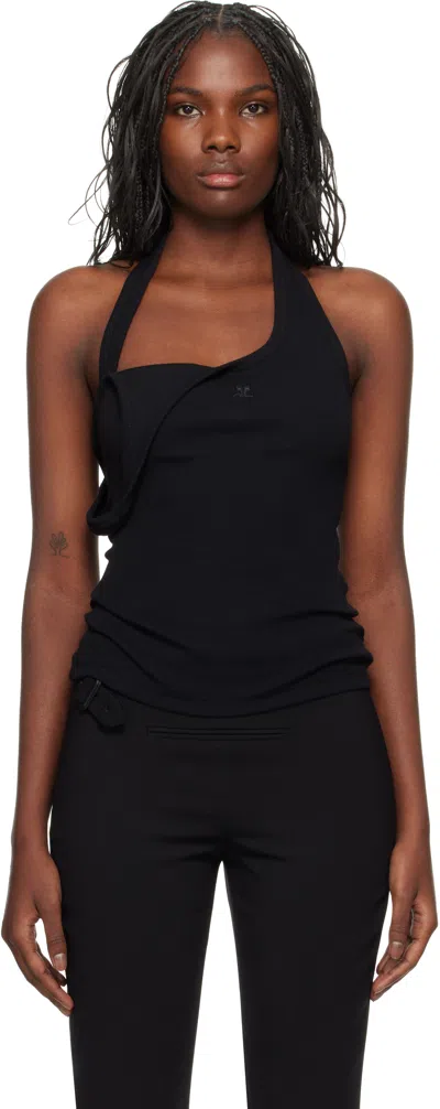 COURRÈGES BLACK ASYMMETRIC RIB 90'S TANK TOP