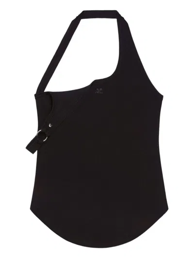 Courrèges Black Asymmetric Top With Logo