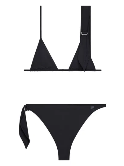 COURRÈGES BLACK ASYMMETRICAL BIKINI SET