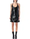 Courrèges Courregès Buckle Babydoll Vinyl Dress In Black